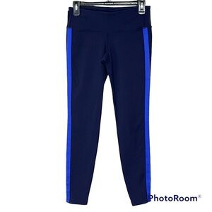 Athleta Navy Leggings with Royal Blue Stripe Size Small